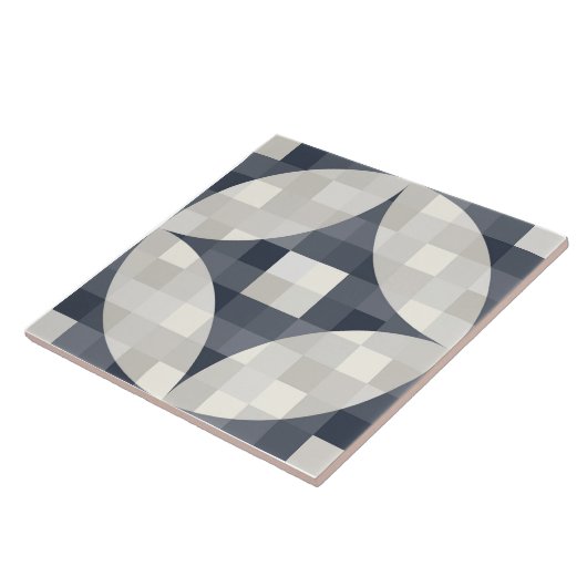 moderne blauwe grijze en beige keramische Tegel ui Tegeltje (Zijkant)