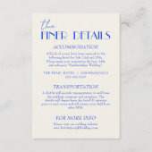 Moderne blauwe grillige Franse retro bruiloft deta Informatiekaartje (Voorkant)