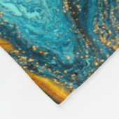 Moderne blauwe, groene, Abstracte kunstmarmer Fleece Deken (Hoek)