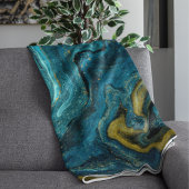 Moderne blauwe, groene, Abstracte kunstmarmer Fleece Deken