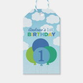 Moderne Blauwe Groene Ballonnen Baby Jongen Eerste Cadeaulabel (Voorkant)