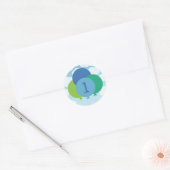 Moderne Blauwe Groene Ballonnen Baby Jongen Eerste Ronde Sticker (Envelop)