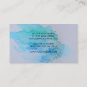 Moderne blauwe groene blauwgroen waterverf blauw visitekaartje (Achterkant)
