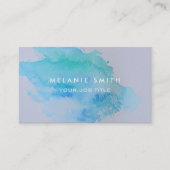 Moderne blauwe groene blauwgroen waterverf blauw visitekaartje (Voorkant)
