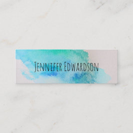 Moderne, blauwe, groene blauwgroen waterverf splaa mini visitekaartje