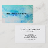 Moderne blauwe groene blauwgroen waterverf splash visitekaartje (Voorkant / Achterkant)