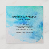 Moderne blauwe groene blauwgroen waterverf vierkante visitekaartje (Achterkant)