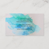 Moderne blauwe groene blauwgroen waterverf visitekaartje (Achterkant)