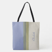 Moderne blauwe groene Cream Aangepaste naam kleure Tote Bag (Voorkant)