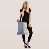 Moderne blauwe groene Cream Aangepaste naam kleure Tote Bag (Op model)