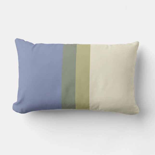 Moderne Blauwe Groene Crème Kleurblok Kussen (Voorkant)