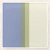 Moderne blauwe groene crèmekleurblok glazen onderzetter (Voorkant)