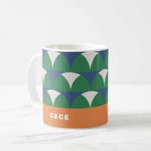 Moderne blauwe groene geometrische retro gepersona koffiemok