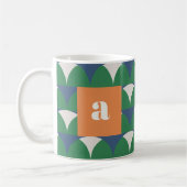 Moderne blauwe groene geometrische retro-gepersona koffiemok (Links)