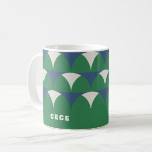 Moderne blauwe groene geometrische retro-gepersona koffiemok