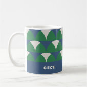 Moderne blauwe groene geometrische retro-gepersona koffiemok (Links)