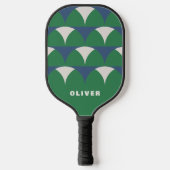 Moderne blauwe groene geometrische retro gepersona pickleball paddle (Voorkant)