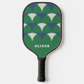 Moderne blauwe groene geometrische retro gepersona pickleball paddle (Achterkant)