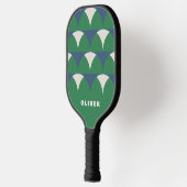 Moderne blauwe groene geometrische retro gepersona pickleball paddle (Links)