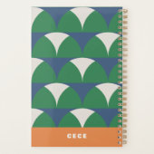 Moderne blauwe groene geometrische retro gepersona planner (Achterkant)