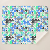 Moderne Blauwe Groene Geometrische Vormen Sherpa Deken (Voorkant (horizontaal))