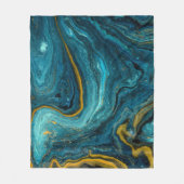 Moderne Blauwe Groene Gouden Stof Abstracte Kunst  Fleece Deken (Voorkant)