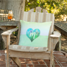 Moderne Blauwe Groene Grunge Hart Monogram