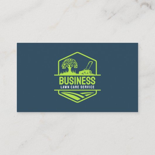 Moderne Blauwe Groene Lawn Care Service Mow Landsc Visitekaartje (Achterkant)