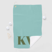 Moderne Blauwe Groene Monogram Beginletters Gepers Golfhanddoek (Insitu)