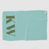 Moderne Blauwe Groene Monogram Beginletters Gepers Golfhanddoek (Horizontaal)