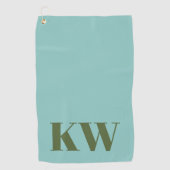 Moderne Blauwe Groene Monogram Beginletters Gepers Golfhanddoek (Voorkant)