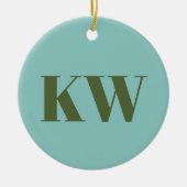 Moderne Blauwe Groene Monogram Beginletters Gepers Keramisch Ornament (Voorkant)