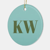 Moderne Blauwe Groene Monogram Beginletters Gepers Keramisch Ornament (Links)