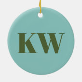 Moderne Blauwe Groene Monogram Beginletters Gepers Keramisch Ornament (Achterkant)