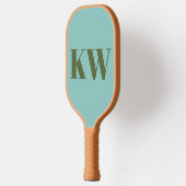Moderne Blauwe Groene Monogram Beginletters Gepers Pickleball Paddle (Links)