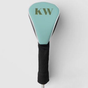 Moderne blauwe groene monogram initiaal gepersonal golfheadcover