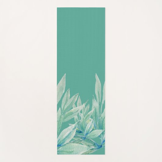 Moderne Blauwe Groene Oceaan Abstracte Planten Wat Yogamat (Voorkant)