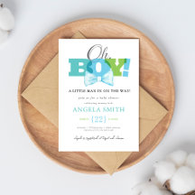 Moderne Blauwe Groene Oh Jongen Baby Borrel Uitnod