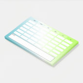 Moderne blauwe groene verloop wekelijkse planning post-it® notes (Schuin)