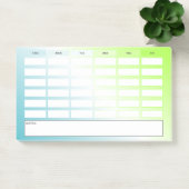 Moderne blauwe groene verloop wekelijkse planning post-it® notes (Kantoor)
