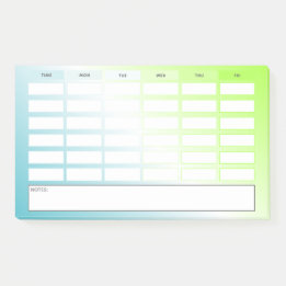 Moderne blauwe groene verloop wekelijkse planning post-it® notes