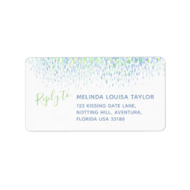 Moderne blauwe groene waterverf dabs adresetikette etiket