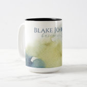 Moderne Blauwe Groene Waterverf Typografie Tweekleurige Koffiemok (Voorkant links)