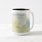 Moderne Blauwe Groene Waterverf Typografie Tweekleurige Koffiemok (Voorkant rechts)