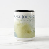 Moderne Blauwe Groene Waterverf Typografie Tweekleurige Koffiemok (Center)