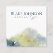 Moderne Blauwe Groene Waterverf Typografie Vierkante Visitekaartje (Voorkant)