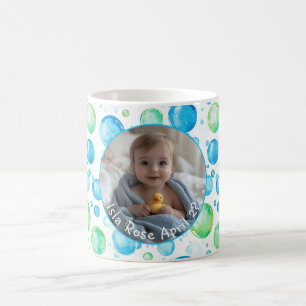 Moderne Blauwe, Groene, Witte C557 Enkele Babyfoto Koffiemok