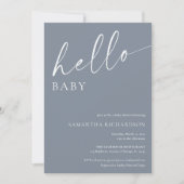 Moderne blauwe hallo baby baby shower kaart (Voorkant)