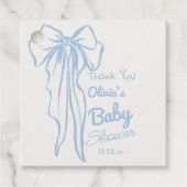 Moderne Blauwe Hand Geschreven Getrokken Bow Baby  Bedankjes Labels (Voorkant)