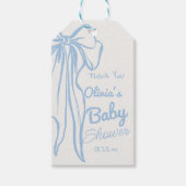 Moderne Blauwe Hand Geschreven Getrokken Bow Baby  Cadeaulabel (Voorkant)